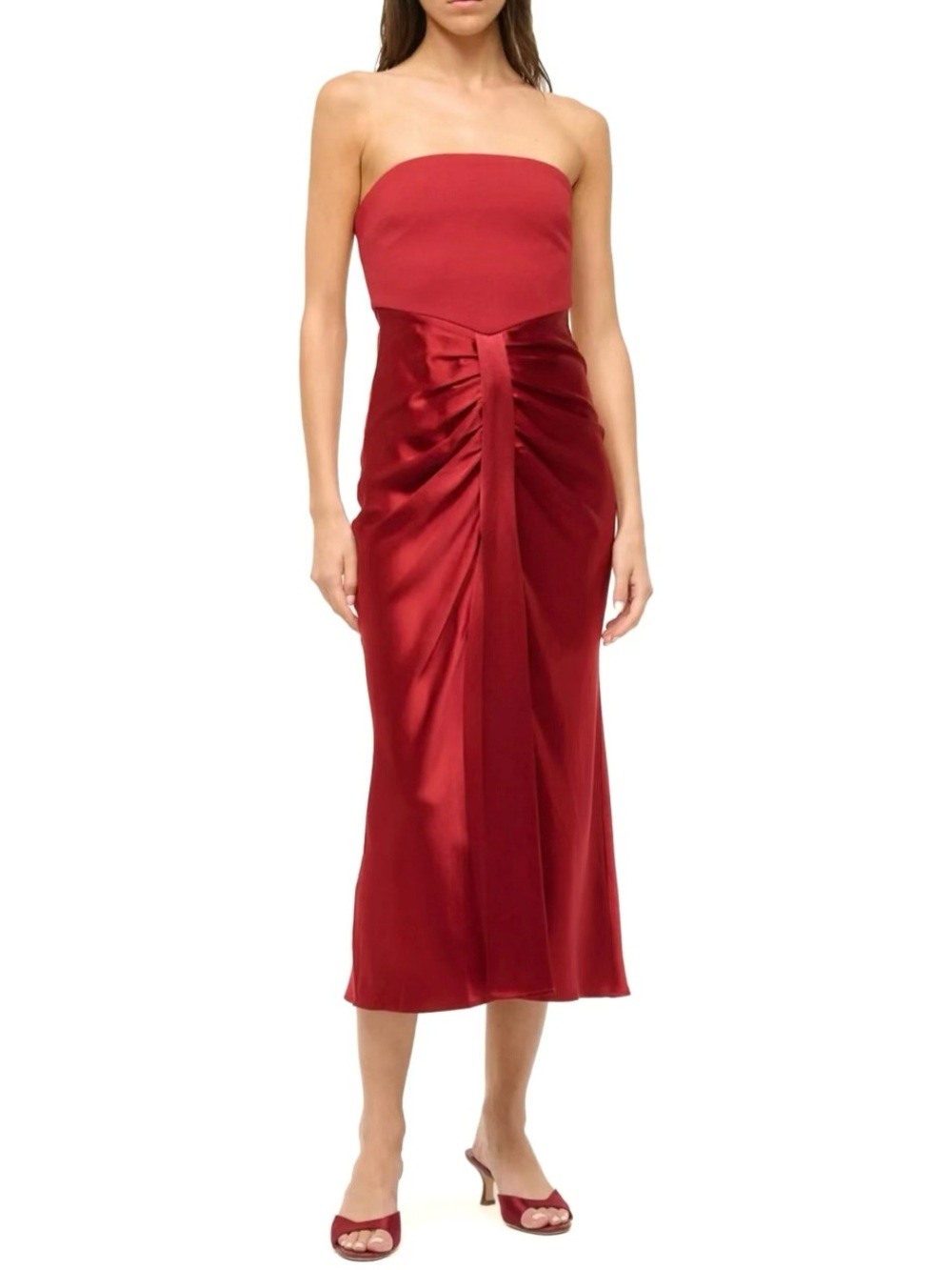 STAUD Midi Wayfaring Dress in Rouge